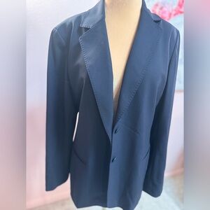 Lafayette 148 Wool Stretch Navy Blazer